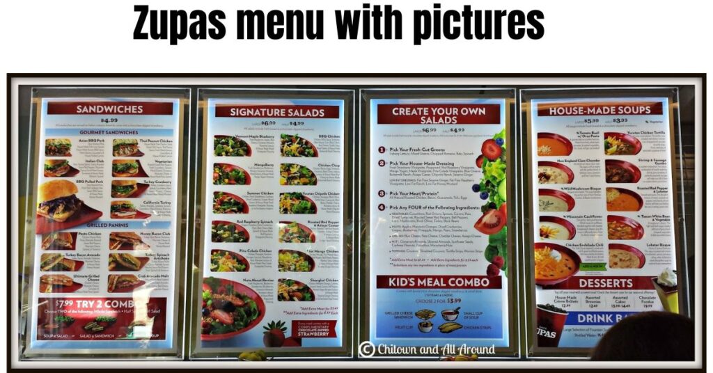 Zupas menu with pictures